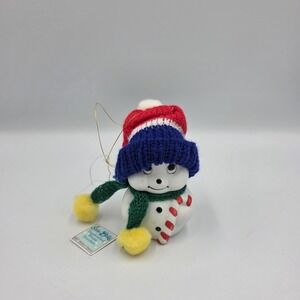 Snow Bells Porcelain Bell Ornament Vintage Snowman w/Hat‎ In Box